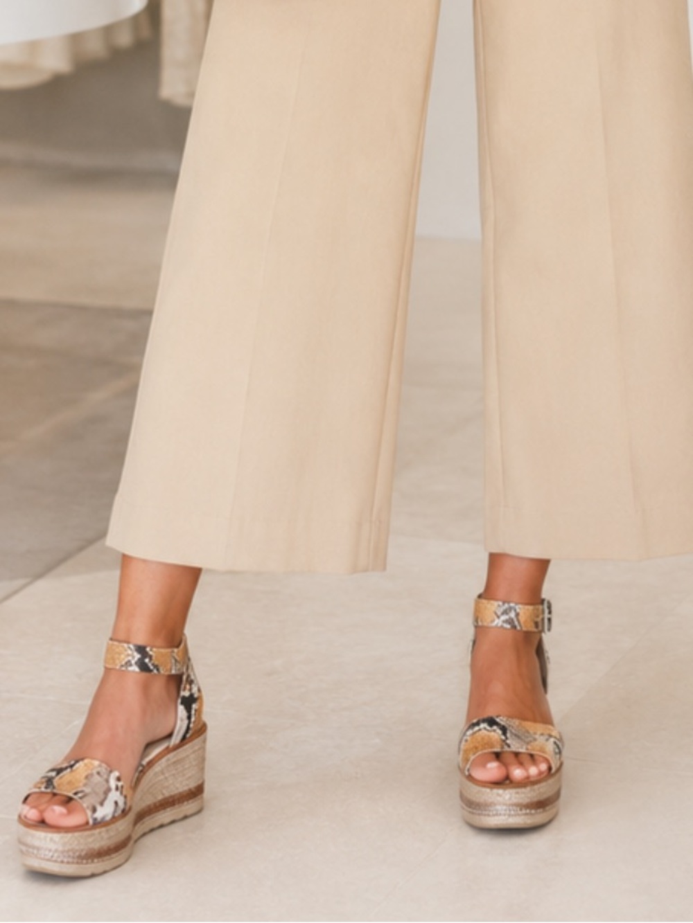 Vince Camuto Snakeskin Espadrille Platform Wedge Sandals